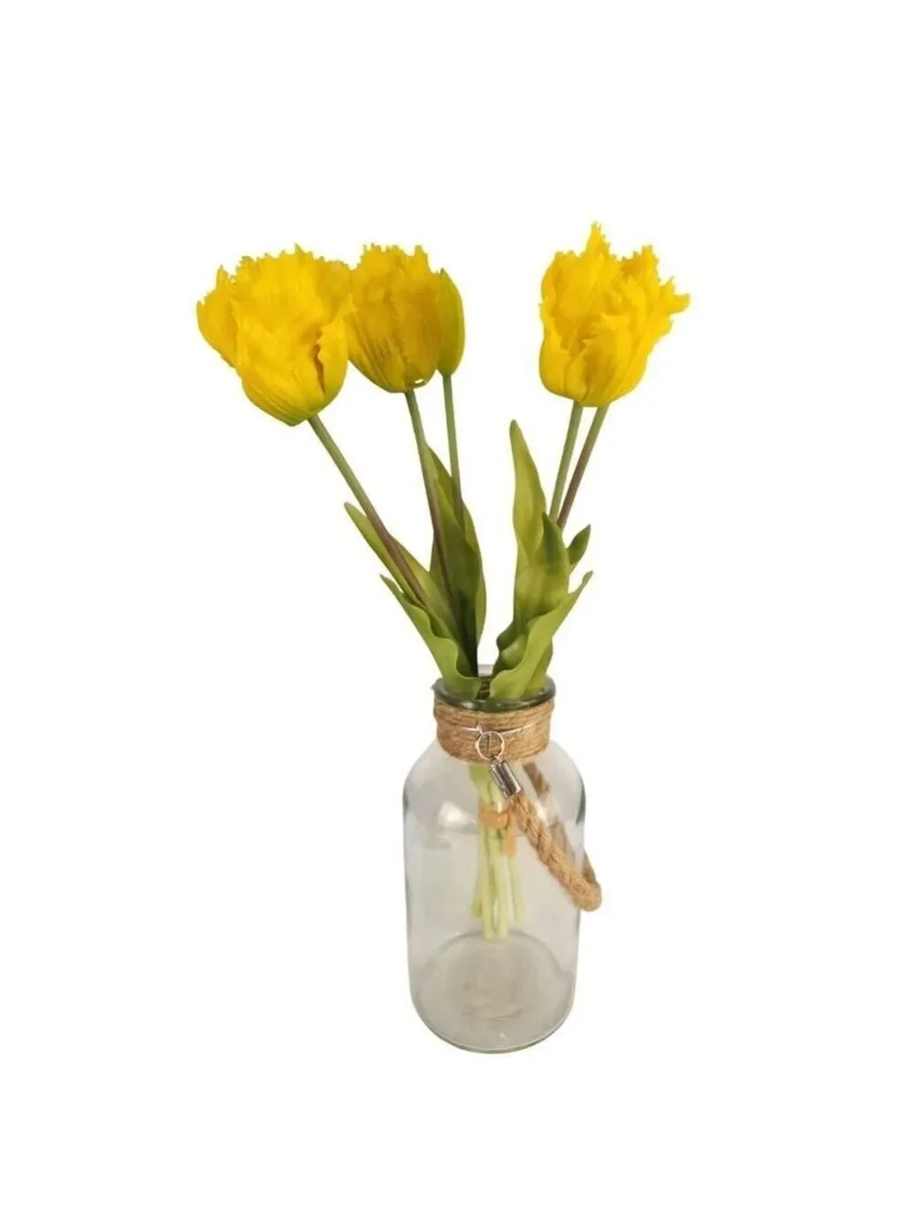 Yellow Artificial Tulips 15 Inch Set of 5 Faux Spring Flowers Easter Decor